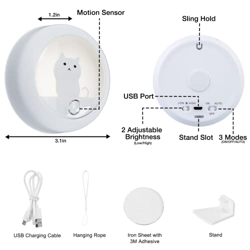 LED Nachtlicht mit Bewegungsmelder - Warmweiß LED Nachtlicht, Aufladbar USB Nachtlicht Kinder mit 3 Modi (Auto/ON/OFF), Nachtlicht Baby für Kinderzimmer, Schlafzimmer, Treppen, Flur, Küche