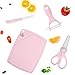 Lehoo Castle Ceramic Knife, Ceramic Scissors Baby Food, Fruit Peeler and Cutting Board 4 pcs Kitchen Set, Stainless Baby Scissors with Cover, Portable Safety Food Cutter (Pink)