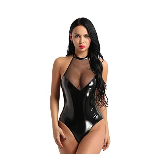 Agoky-Womens-Wet-Look-PVC-Leather-Halter-Backless-Bodysuit-Leotard-High-Cut-Teddy-Jumpsuit-Clubwear