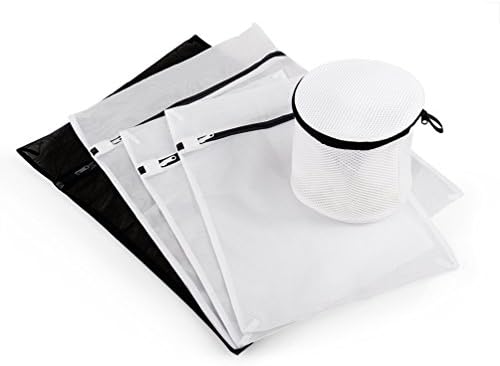 Bag Sito, Mesh Laundry Bags (5) - 1 Lingerie Bra Wash Bag 2 Large &amp; 2 Medium, Black and White