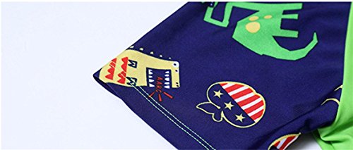 Monvecle Little Boys' 7-Pieces Short Sleeve Rash Guard Swimsuit Set with Swim Cap UPF 50+ Green 3T-4T
