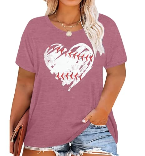 BLANCHES Plus Size Baseball Shirts Women Baseball Mom Tshirts Heart Graphic Softball Tee Game Day Short Sleeve Tops Pink at Amazon