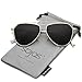 SOJOS Polarized Flat Mirror Lenses Sunglasses Classic Metal Double Bridge Glasses SJ1040 with Gold Frame/Grey Polarized Lens