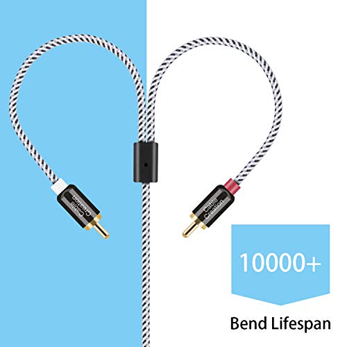 3.5mm to RCA Cable,CableCreation 10 feet 3.5mm Female to 2RCA Male Stereo Audio Cable Gold Plated Compatible Smartphones, MP3, Tablets, Speakers,Home Theater,HDTV,Black and White/3m