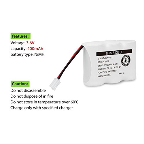 QTKJ 80-5074-02-00 cordless phone battery for AT&T 2422 2250 2255 3000 4051 VTech 80-5074-00-00 GE TL96155 Sanik 3SN-2/3AA30-S-J1 Cordless Handsets (2-Pack)