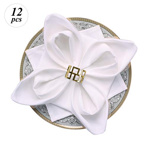 LogHog Napkin Rings Set of 12 -Golden Napkins Holder Rings,Ideal Table Decoration fo Wedding Banquet Daily Dinner Party Decor Favor(Hollow-Out Style 2)