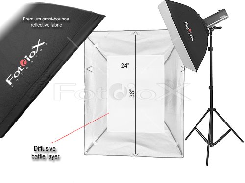 Fotodiox Pro 24x36" Softbox for Studio Strobe/Flash with Soft Diffuser and Universal Speedring (3"-6" Diameter)