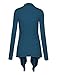 LL WSK849 Women's Long Sleeve Lightweight Draped Front Open Asymmetrical Cardigan XL Teal
