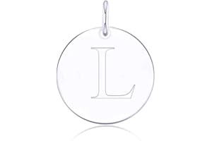 LGSY 925 Sterling Silver Mini Initial Disc Round Charm Pendant for Women Jewelry