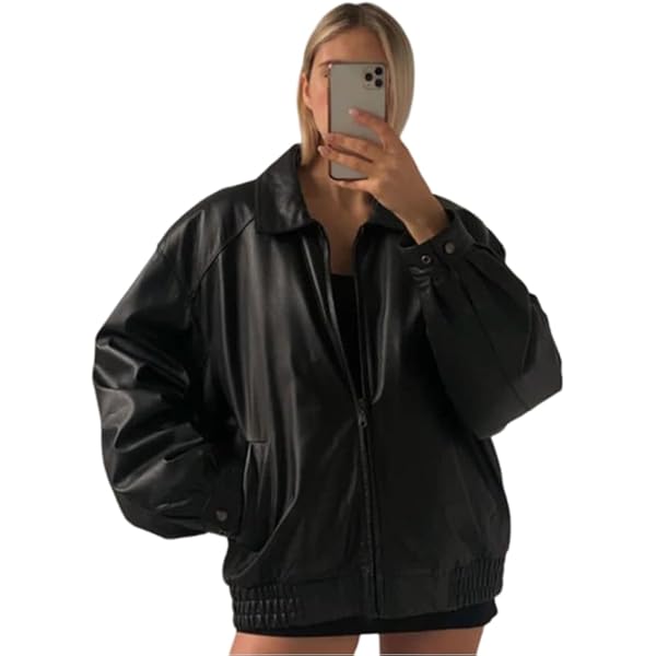 Lishow Fashion Women's Vintage 90S Genuine Leather Oversize Retro