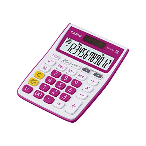 Casio MJ-12VCb-RD 300 Steps Check & Correct Colourful Desktop Calculator (White and Pink) Casio MJ-12VCb-RD 300 Steps Check & Correct Colourful Desktop Calculator (White and Pink)