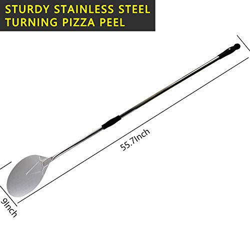 SHANGPEIXUAN 9'' Turning Pizza Peel,Stainless Steel Pizza Paddle with 47 Inch Long Handle