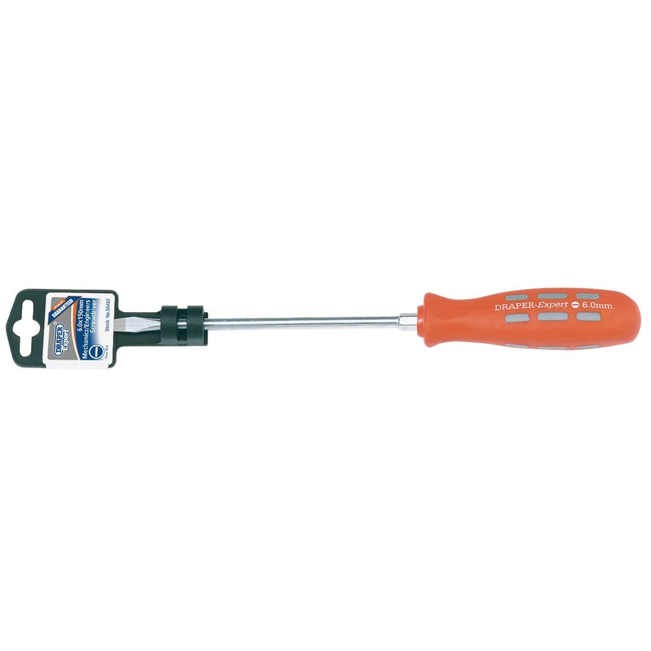 Draper 55487 Expert Plain Slot Flared Tip Mechanics Screwdriver, 6mm x 150mm , Blue — image 1