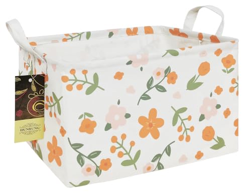 HUNRUNG Rectangle Foldable Storage Basket Handles