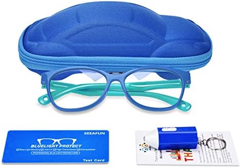 子供用ブルーライトメガネ キュートな車ケース付き Uv400保護 ブルーレイ防止 コンピューターゲームグラス