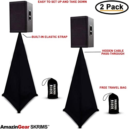 SKRIMS Professional Speaker Stand Covers Premium 4Way Stretch Black