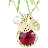 HotMixCold Bezel and Initial Leaf Charm with Tiny Bird Charm Necklace, Monogram Jewelry for Her