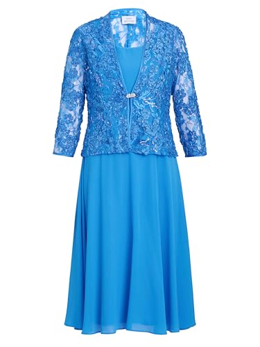 Gina Bacconi Women's Soutache Lace Jacket with Chiffon Dress Cocktail, Cobalt, 10