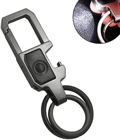 Car Keychain,Wanko Multifunctional 2 Key Rings with Bottle Opener, Key LED Flashlight Classic Gift Key Holder for Men and Women ( Black )