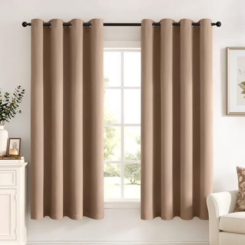 MIULEE Verdunklungsvorhänge Thermo Blickdicht Ösen 2er Set 140x145cm Braun