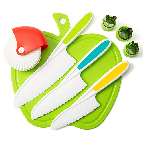 RushTechn Kids Safe Cutting Board & KnifeSet 3 Piece Nonslip Kid