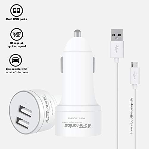 Portronics Car Power 2T 2.4A Car Charger with Dual USB Ports, White
