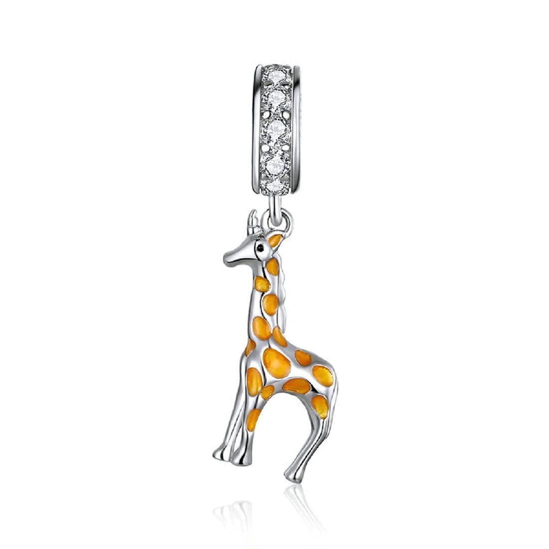 FeatherWish Giraffe Family Mum Dad Baby Wild Animal Zoo Bead Charm 925 Sterling Silver And Cubic Zirconia Compatible With Pandora Bracelet (Dangle)