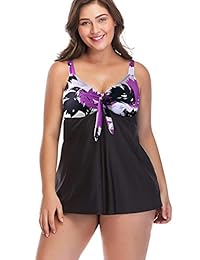 Tankini floral de dos piezas para dama, talla grande, con bañadores