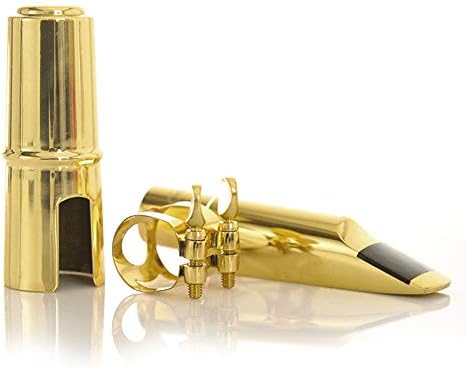 UnionFashionLi Saxophone Mouthpiece Nickel & Gold Plated Metal Eb Alto Tenor Sax Mouthpiece with Cap and Ligature (Gold #7, Tenor)