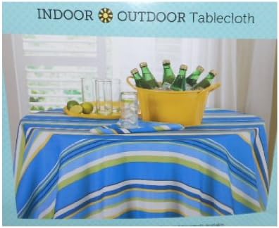 Arlee Indoor Outdoor Umbrella Tablecloth (Stripe Cobalt, Round 70”)
