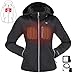 COLCHAM Heated Jacket for Women with Detachable Hood and Battery Pack Waterproof and Windproof XL Black/Grey