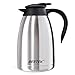 BESTEK Coffee Carafe With Press Button Double Wall Vacuum Insulated Stainless Steel Coffee Thermal Carafe Milk Heat Cold Retention Carafe With Lid Thermal Pitcher,50 Ounce