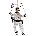 Halloween Haunters Animated 4 Foot Hanging Swinging Circus Clown Ghost Reaper Zombie with Moving Kicking Legs Prop Decoration - Rope Swing, Scary Laugh Sounds, Flashing Evil Red LED Eyes