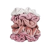 Velvet Hair Scrunchies for Women- 5 pack Velvet Scrunchie for Ponytails, Braids and Buns (Matte Velvet Blush)