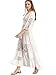 Milumia Women's Bohemian Drawstring Waist Lace Splicing White Long Maxi Dress