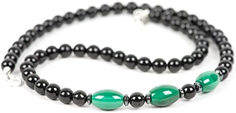 Black Tourmaline Necklace for Men, Malachite Necklace for Men, Grounding and Protection Necklace, Healing Gemstone Necklace