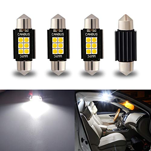 iBrightstar Newest 9-30V Extremely Bright 6411 6418 C5W Festoon Error Free 1.5" 36mm LED for Interior Map Dome Lights and License Plate Courtesy Lights, Xenon White