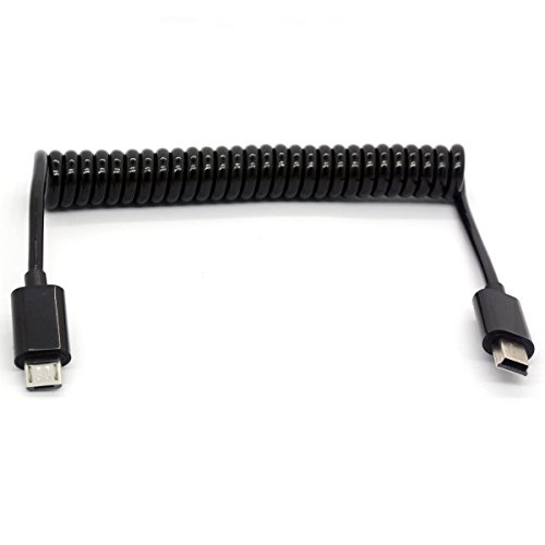 Coiled Micro USB to Mini USB Adapter Cable Spring Micro USB B male to Mini USB 5 Pin Male Converter Code 3FT 1M