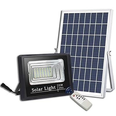 25W Solar Flood Lights Outdoor,Street and Area Lighting,Dusk to Dawn 45LEDs IP65 Outdoor Waterproof 1000lumen Light Sensing,Remote Control Safety