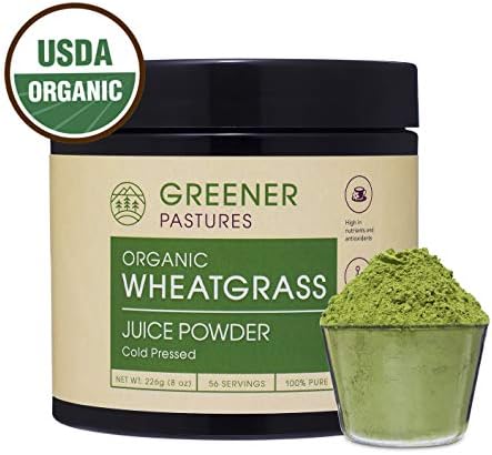Greener Pastures Organic Wheat Grass Juice Powder 8 Ounces - Cold Pressed