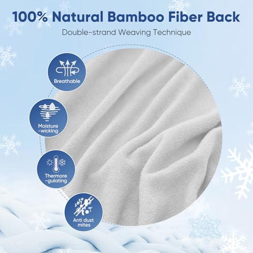Elegear 200x220cm Bamboo Cooling Blanket for Night Sweats, Q-Max 0.4 Summer Cool Fiber Throw for Bed Sofa Chair Travel Adult Kid Hot Sleeper, Breathable, Comfort, Lightweight, Double/King Size, Gray