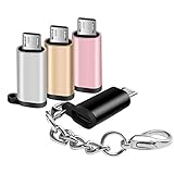 Micro USB to USB C Adapters 4Pack, Micro USB Male to Type C Female Data & Charging Converter with Keychain for Android Samsung Galaxy S7 S6 Edge Note 5 LG G4 Nexus 5/6 More