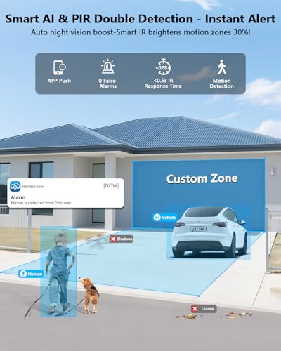 (2026 Updated) 4K PoE PTZ Security Camera System, 4 Outdoor PTZ Cameras, 8CH NVR with 10.2" IPS Display, 130° Wide Angle, AI Human Detection, PIR Motion, 2-Way Audio, IP66, Free App, 1TB HDD