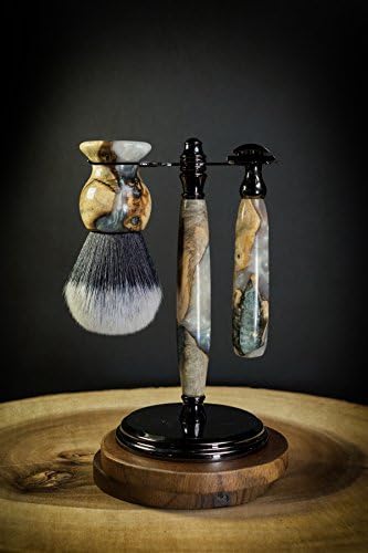 Ernest Hemingway Double-Edge Safety Razor &amp; Brush Shave Set - Collector's Edition w/Certificate of Authenticity &amp; Walnut Box- Only 12 Exist - Made of Burl Wood and Multiple Layers of Mesmerizing Resin