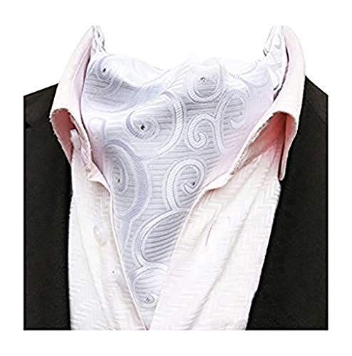 MOHSLEE Men White Paisley Wedding Bridegroom Cravat Neckties Ascot Self Tie Gift - Thumbnail 3