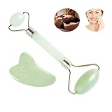 Jade Roller for Face and Gua Sha Massage, Body Relaxation; Real Natural Jade Stone, Anti-Aging Beauty Skincare Tool to Reduce Dark Circles and Puffy Eyes; Therapy for Wrinkles