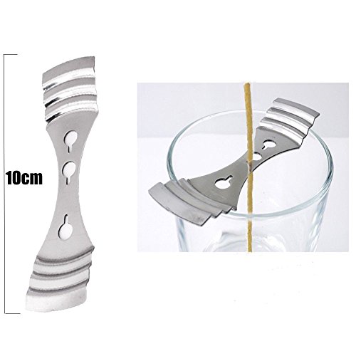 Homankit Candle Making Kit | 100 Pieces x 8" Pre Bees Waxed Wicks with Sustainer Tabs, 100 dots Double-Sided Wick Stickers and 1 Piece Stainless Wick Fixed Holder for Candle Making