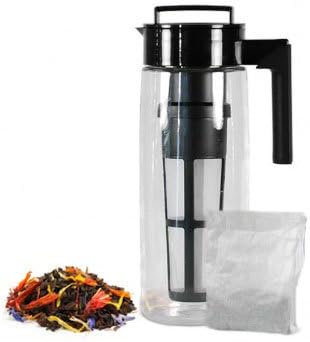 Art of Tea | 2 Quart Cold Brew Iced Tea Maker | with Garden of Eden Iced Tea 4 x 2 Qt. Pouches| BPA Free Pitcher with Airtight seal
