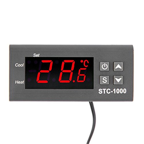 Graspwind Temperature Controller All-Purpose Digital Centigrade Thermostat with NTC Sensor 2 Relays