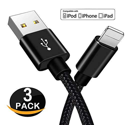 OTISA Phone Charger, 3-Pack 6FT/2M Nylon Braided Charging Cables USB Charger Cord, Compatible Phone X/8/8 Plus/7/7 Plus/6/6 Plus/Pad and More (Black) - Thumbnail 7